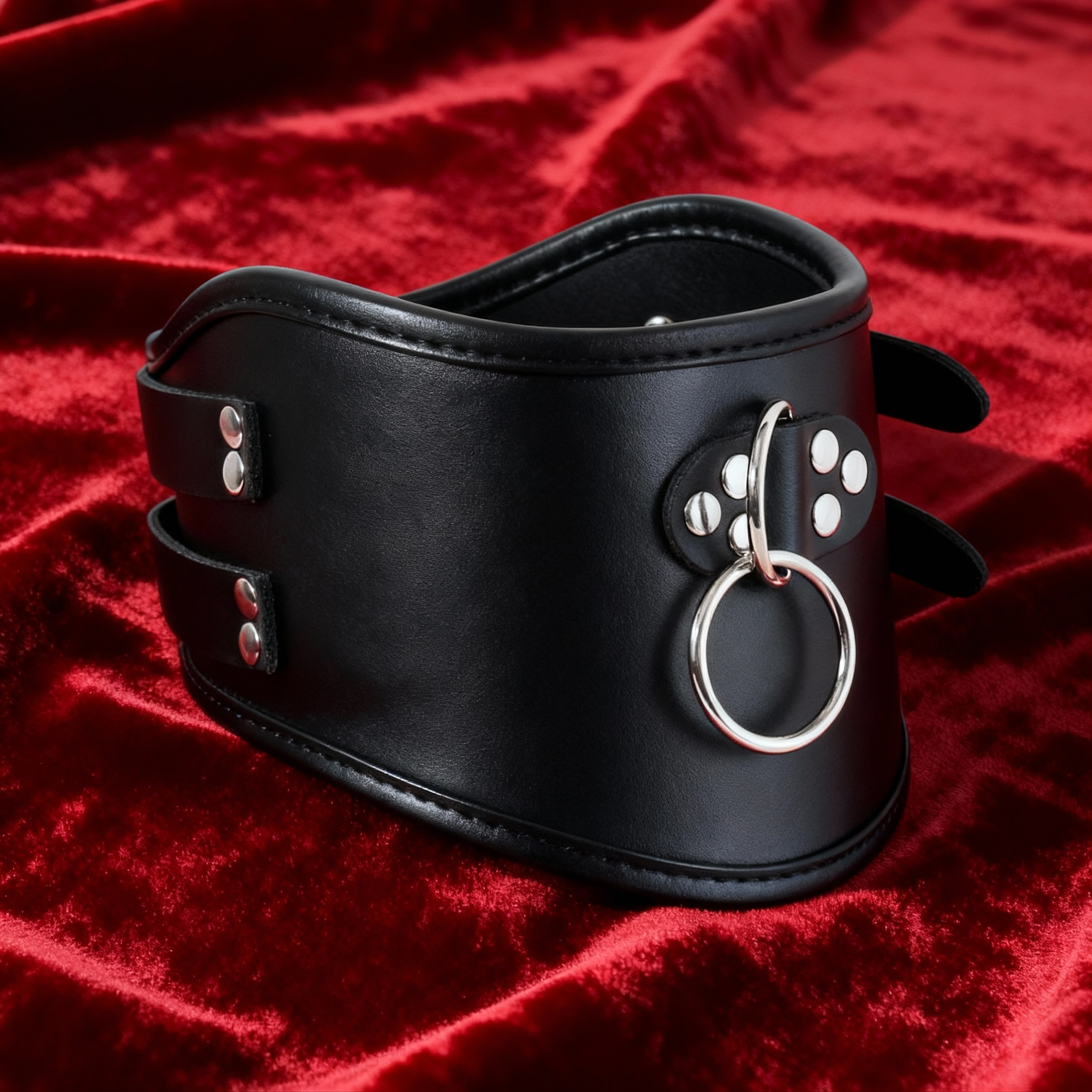 Leder Halsband Halskorsett mit Ring und Schloss