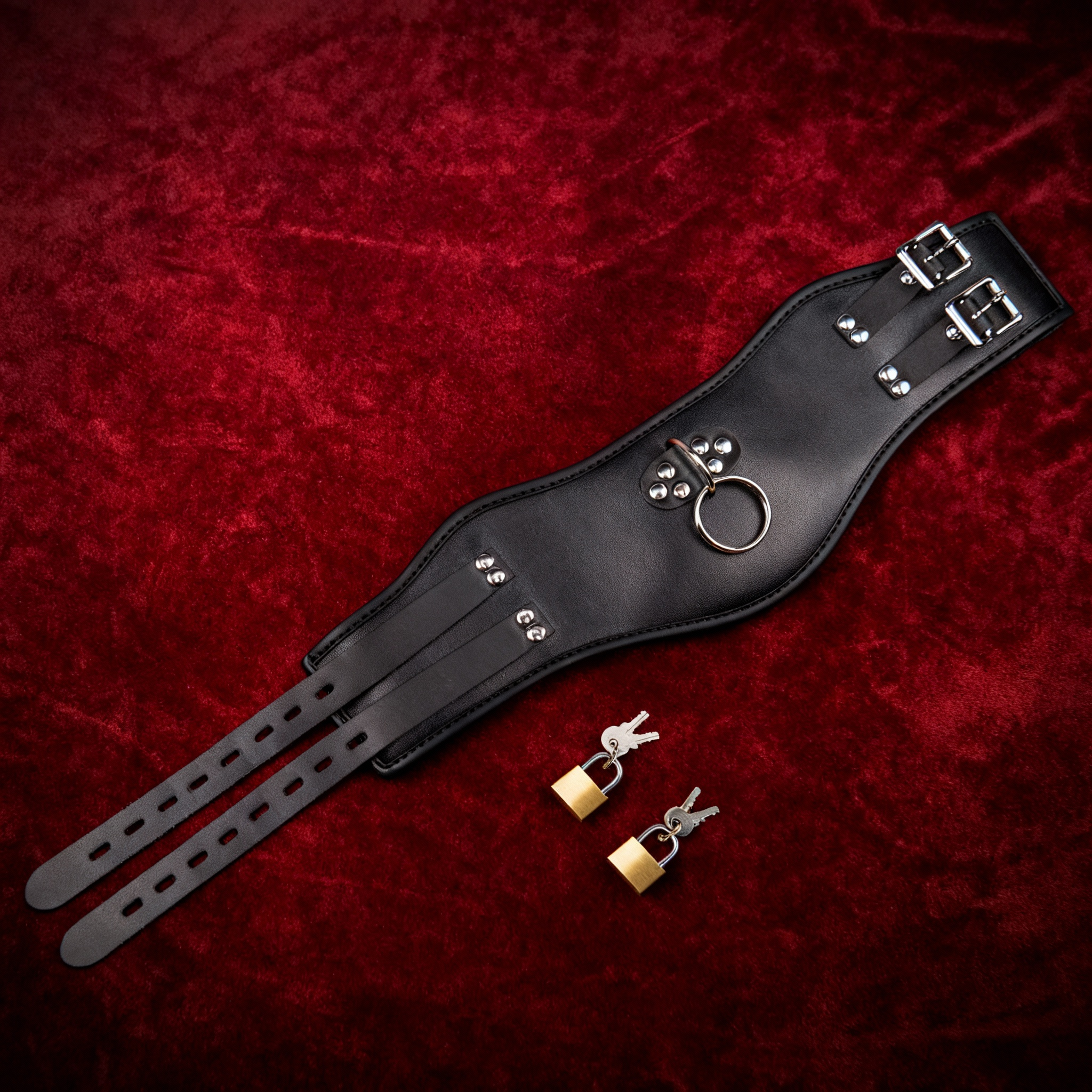 Leder Halsband Halskorsett mit Ring und Schloss