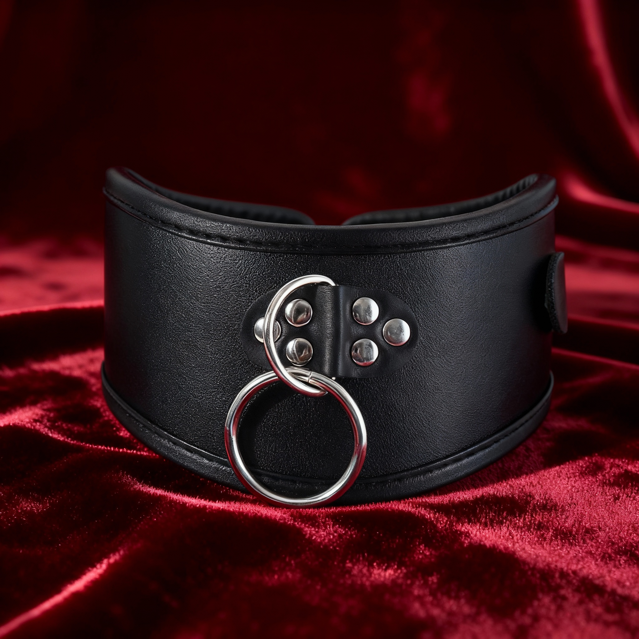 Leder Halsband hoch mit Ring und Schloss
