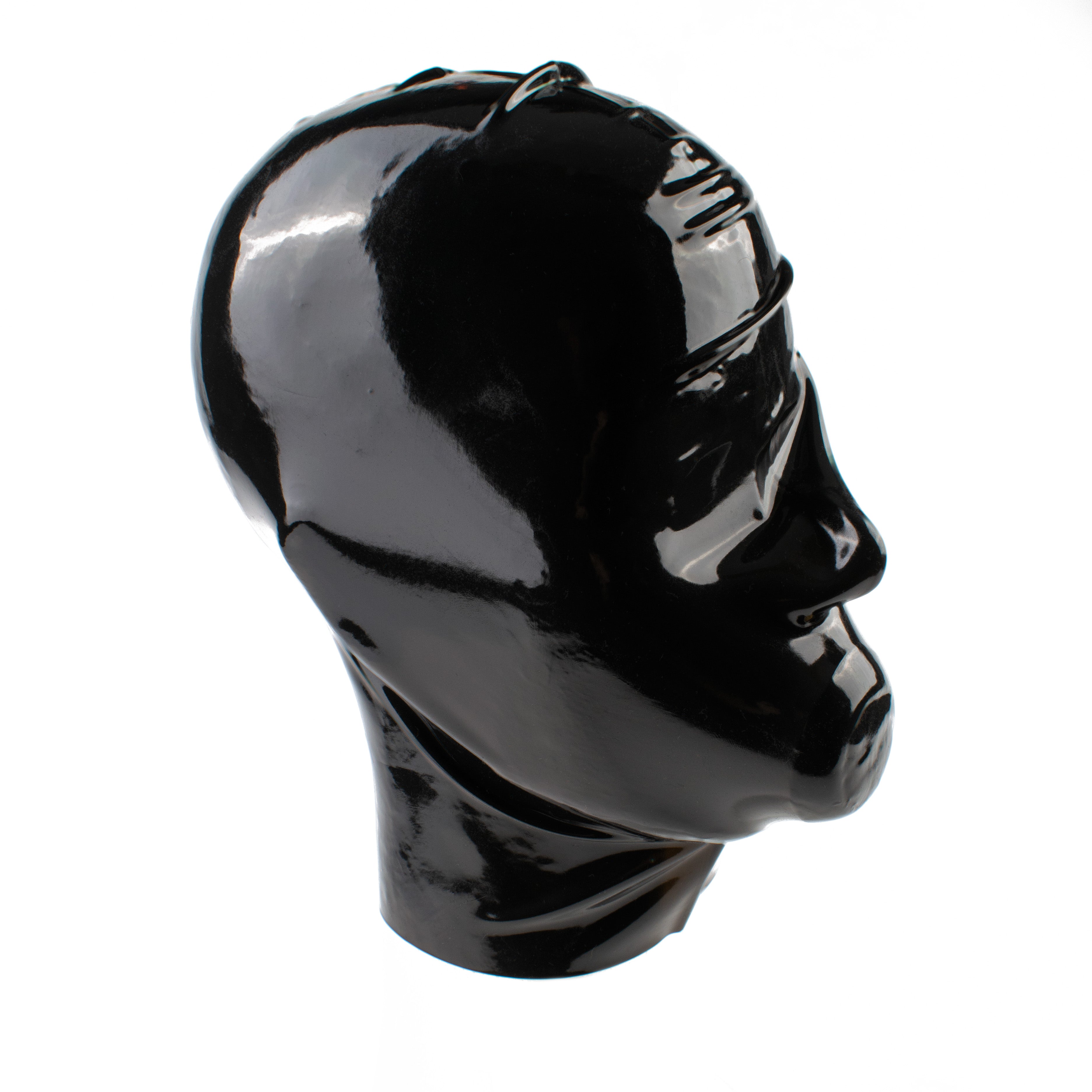 Rubberfashion Latex Maske - Latexmaske Haube mit Knebel und Nasen Löcher für Damen und Herren