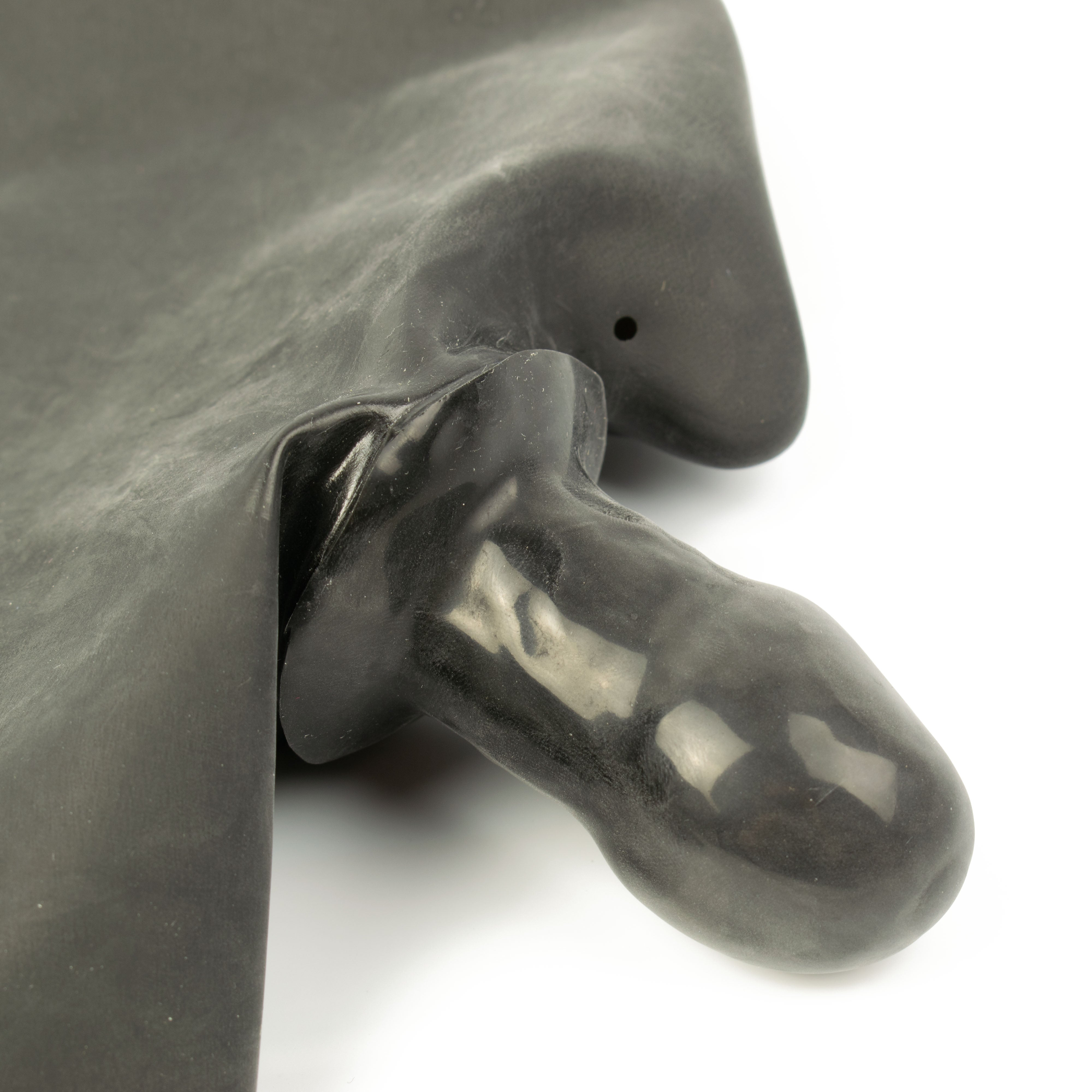 Rubberfashion Latex Maske - Latexmaske Haube mit Knebel und Nasen Löcher für Damen und Herren