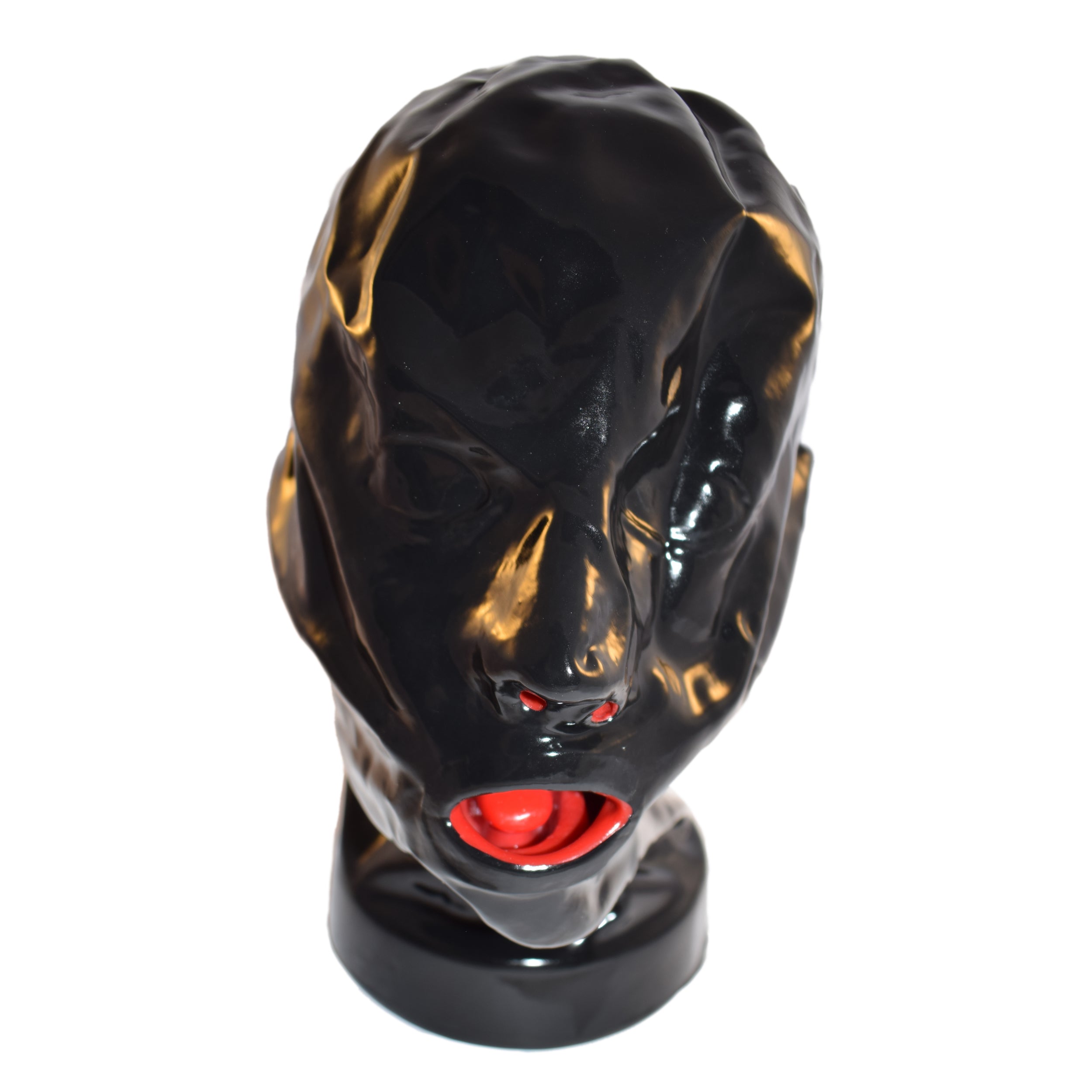 Rubberfashion Latex Maske - Latexmaske Enclosed mit Mundauskleidung - Nasenschläuchen und Reißverschluss Damen und Herren