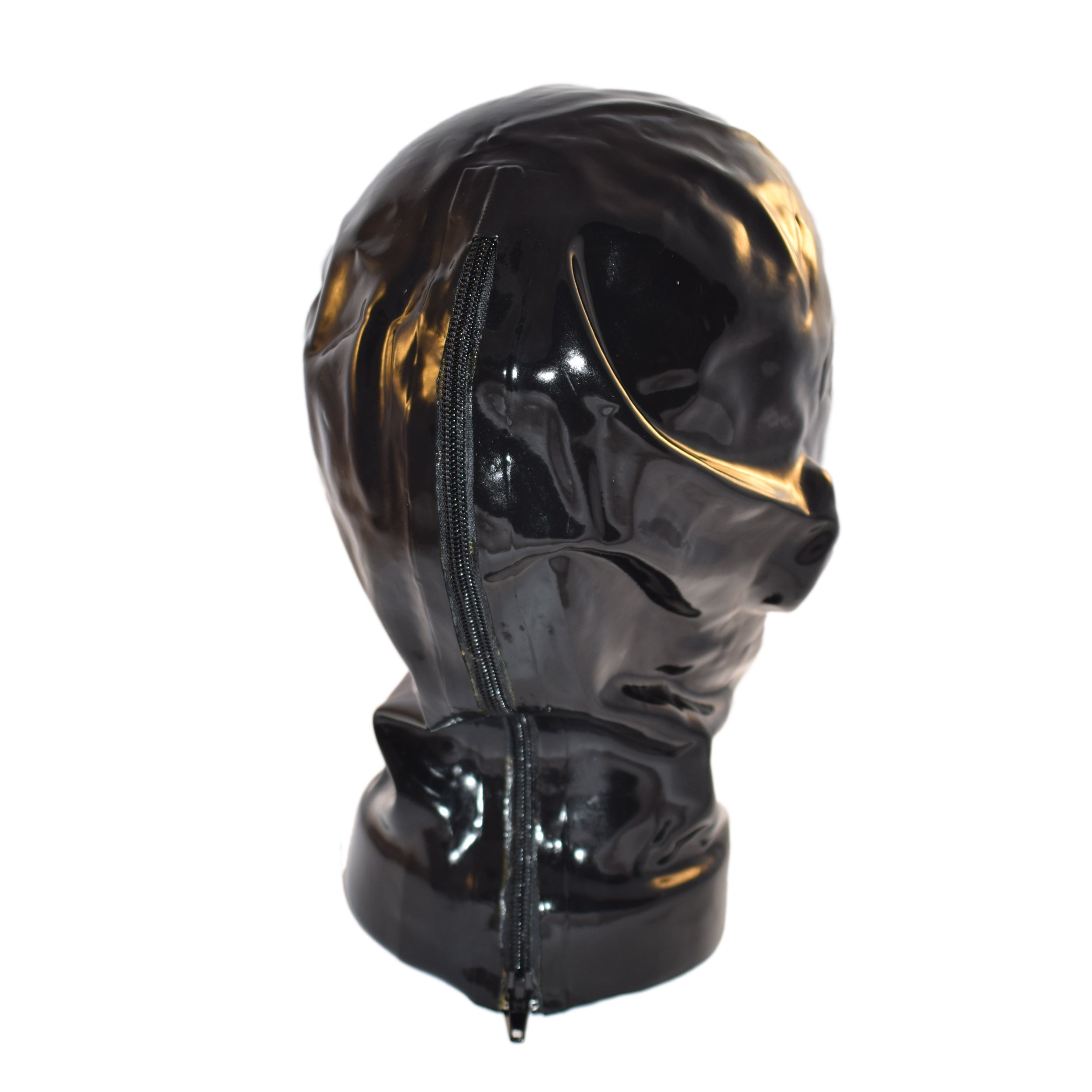 Rubberfashion Latex Maske - Latexmaske Enclosed mit Mundauskleidung - Nasenschläuchen und Reißverschluss Damen und Herren