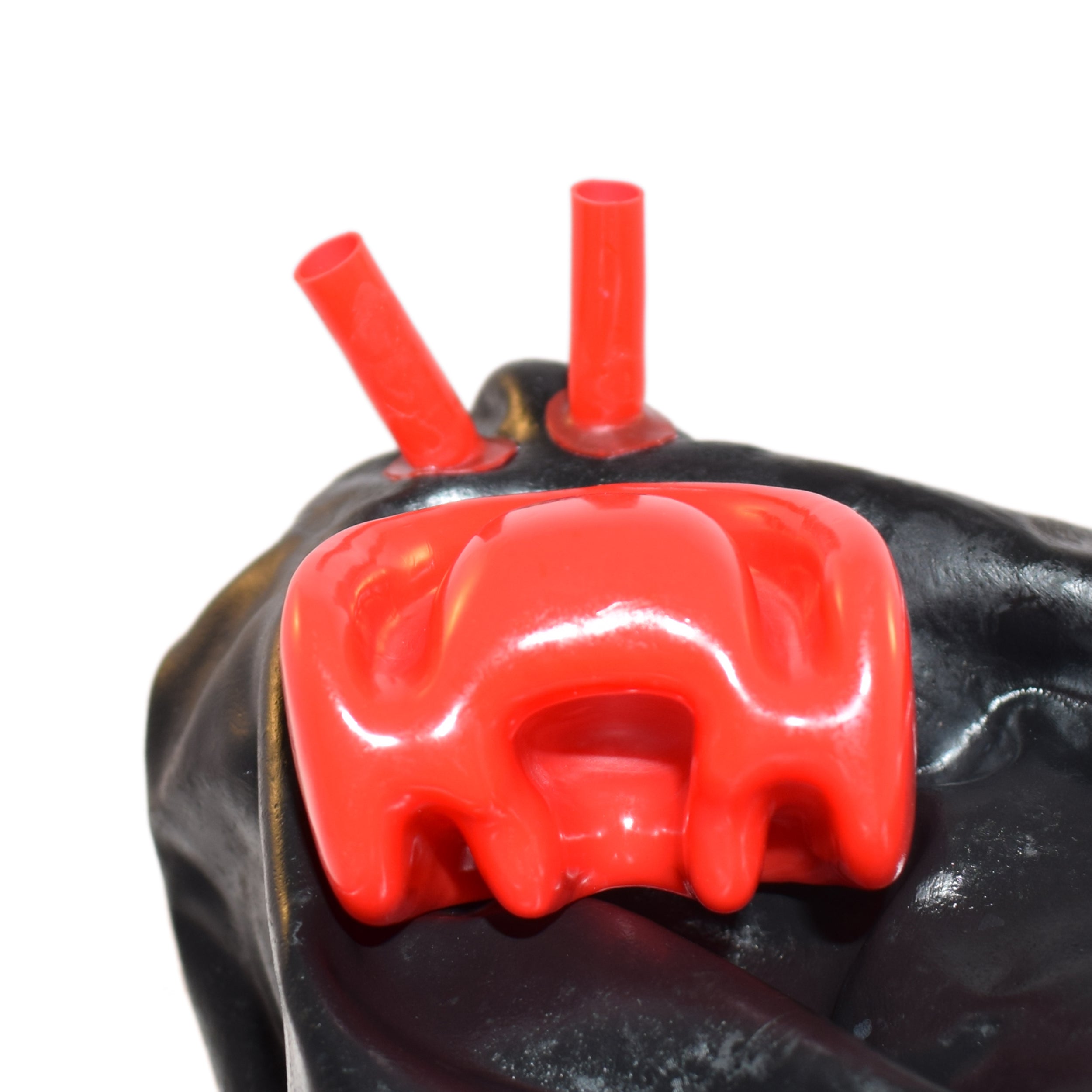 Rubberfashion Latex Maske - Latexmaske Enclosed mit Mundauskleidung - Nasenschläuchen und Reißverschluss Damen und Herren