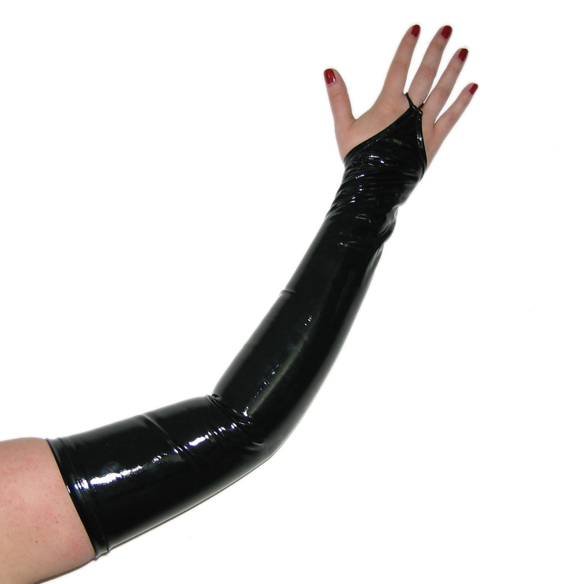 Rubberfashion Lack Handschuhe lang - sexy Paar Gothic Handschuhe - Oberarm Handschuhe für Damen und Herren