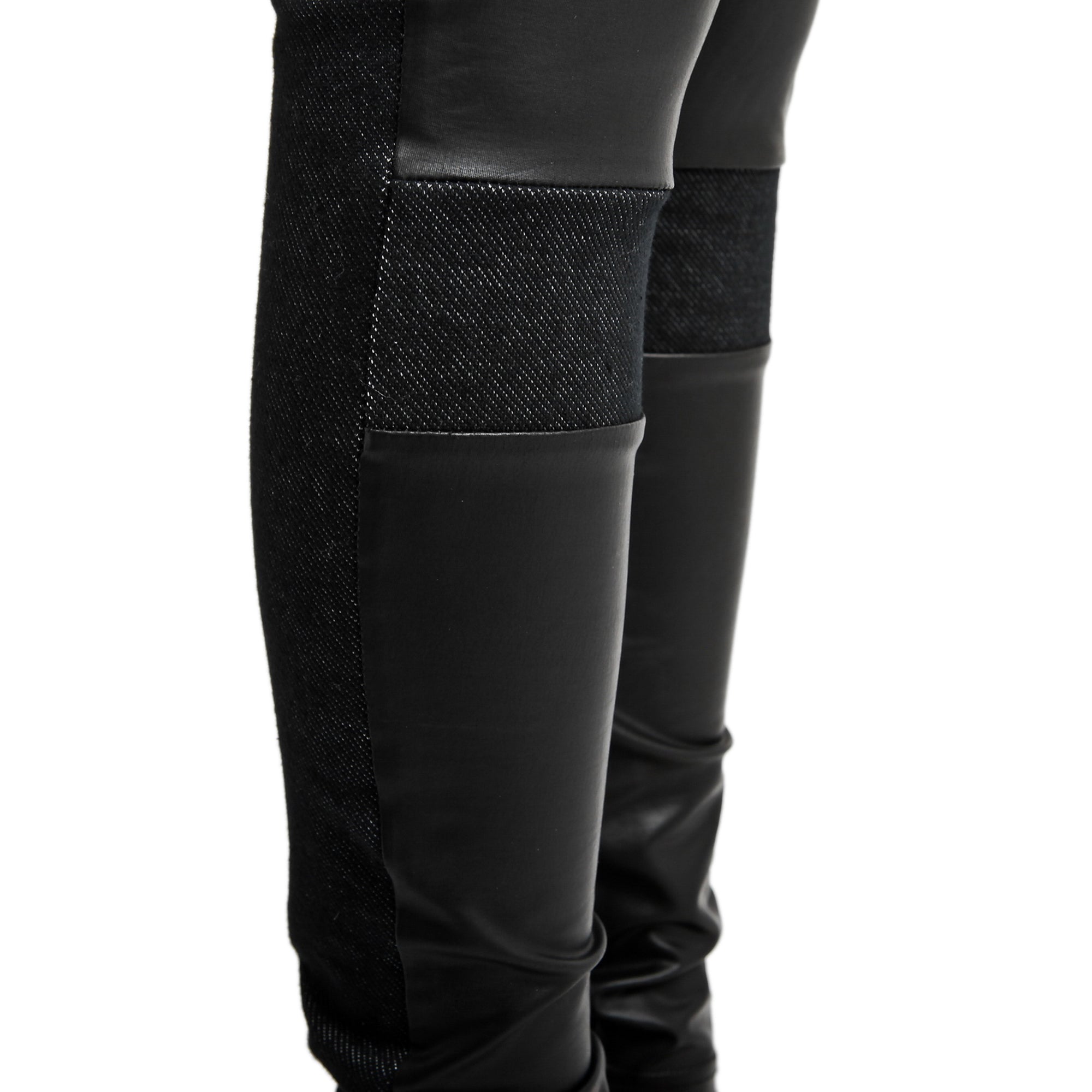 Rubberfashion Glanz Leggings Damen - sexy glänzende Leggins 80er Jahre mit Wetlook Einsätzen für Frauen