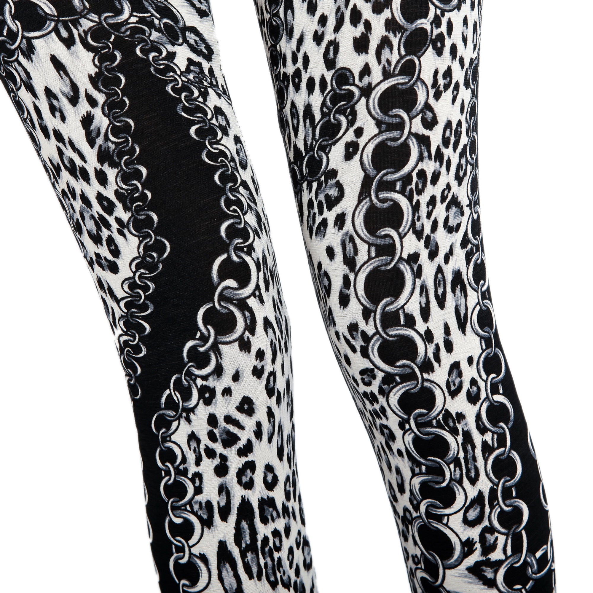 Rubberfashion Motiv Leggins Damen - sexy Leggins mit Leopard-Ketten Muster 80er Jahre für Frauen