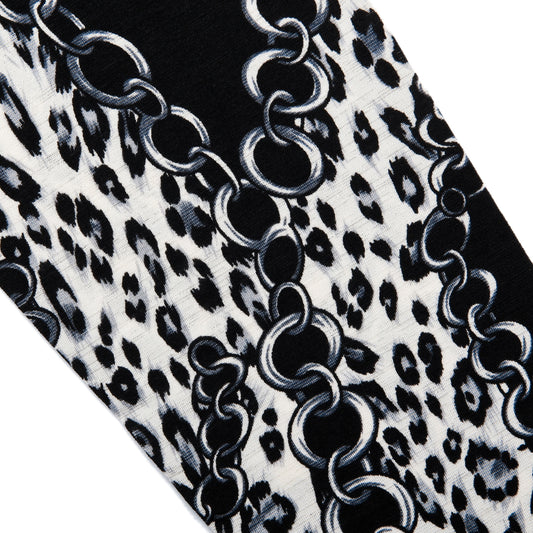 Rubberfashion Motiv Leggins Damen - sexy Leggins mit Leopard-Ketten Muster 80er Jahre für Frauen