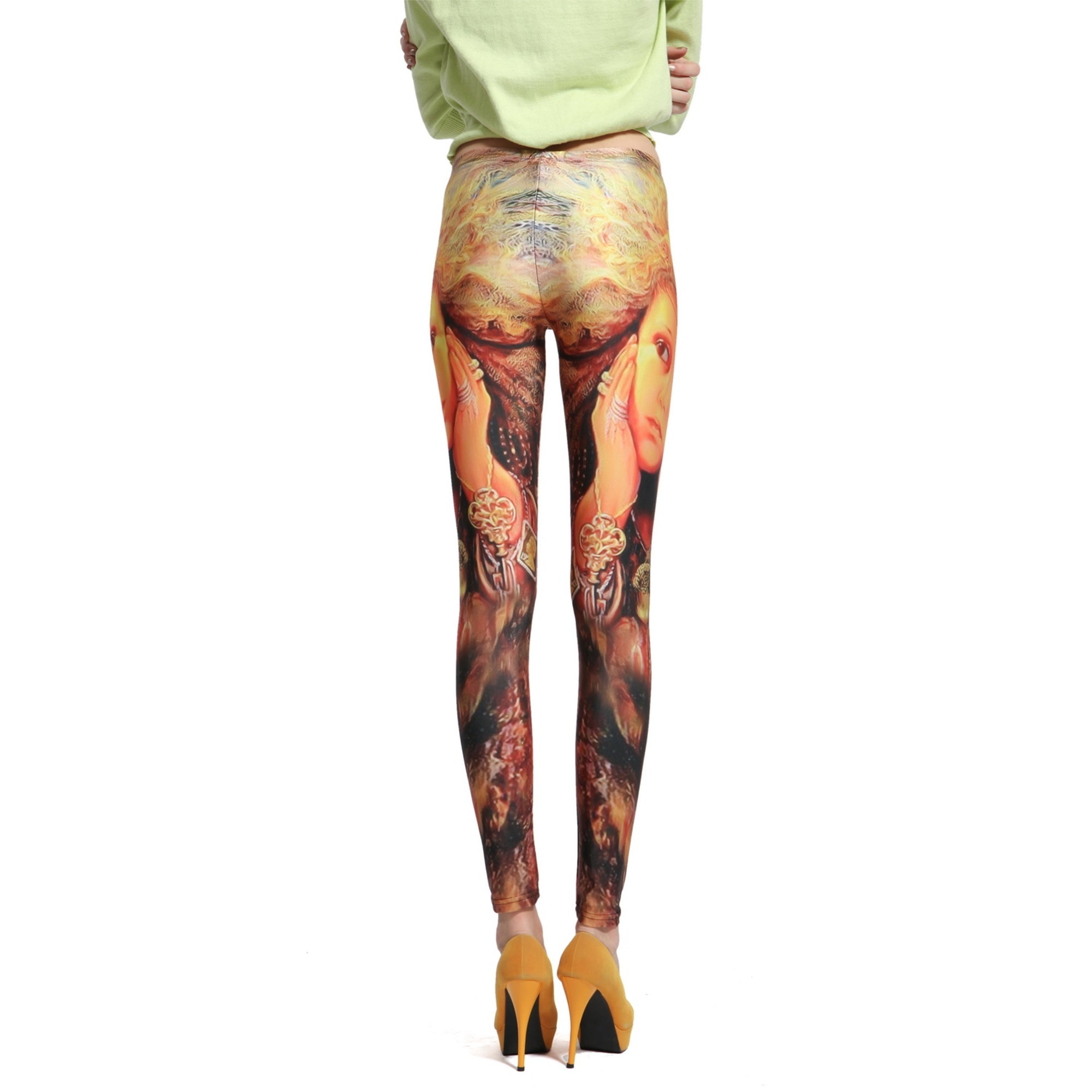 Rubberfashion Muster Leggins Damen - sexy Leggins mit Fantasy Motiv 80er Jahre für Frauen