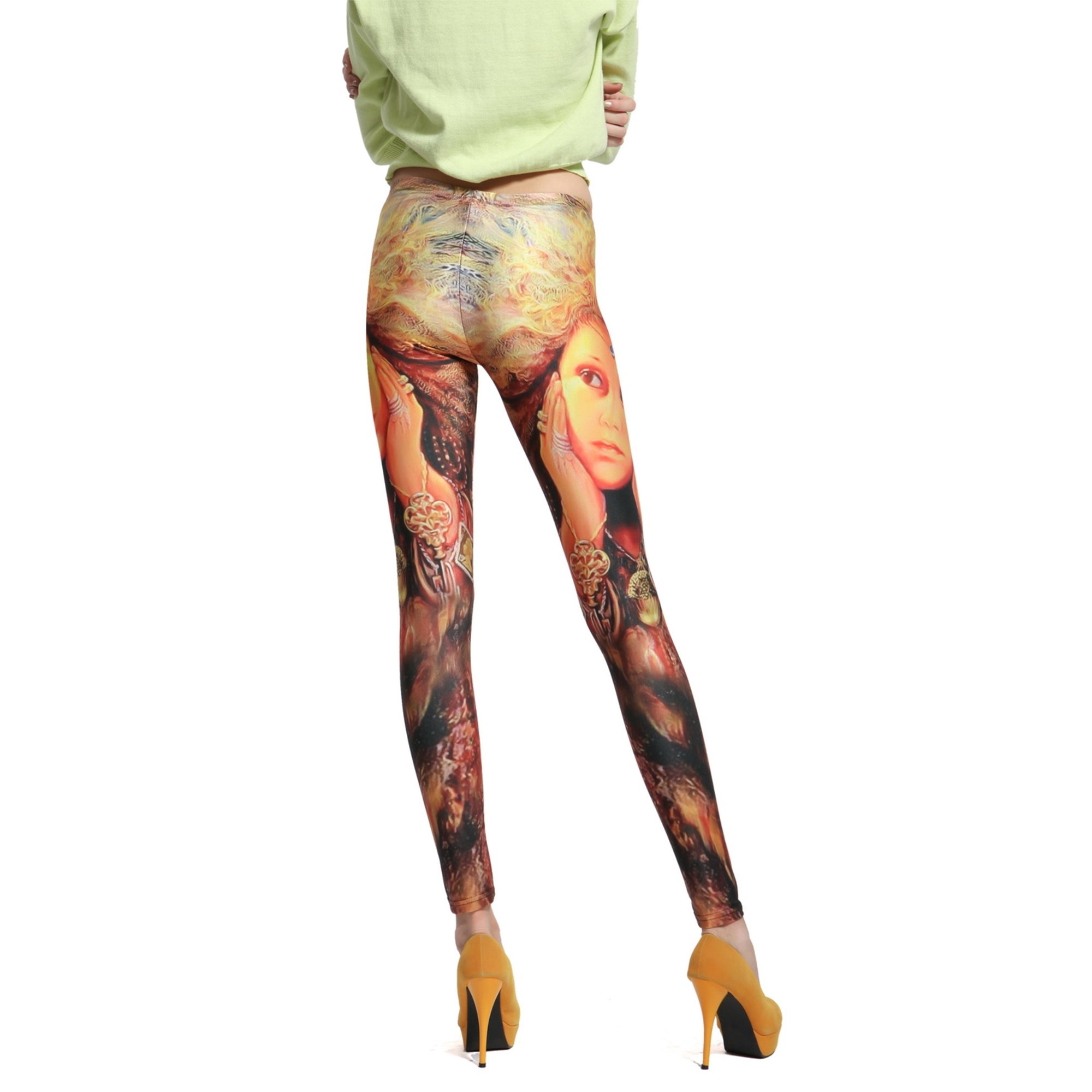 Rubberfashion Muster Leggins Damen - sexy Leggins mit Fantasy Motiv 80er Jahre für Frauen