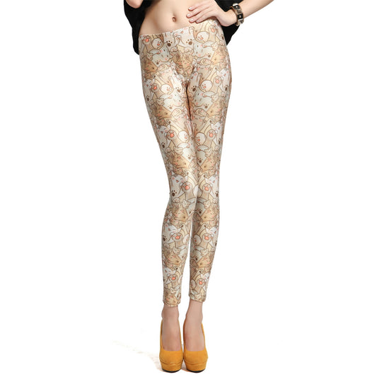 Rubberfashion Muster Leggins Damen - sexy Leggins mit Comic Motiv 80er Jahre für Frauen