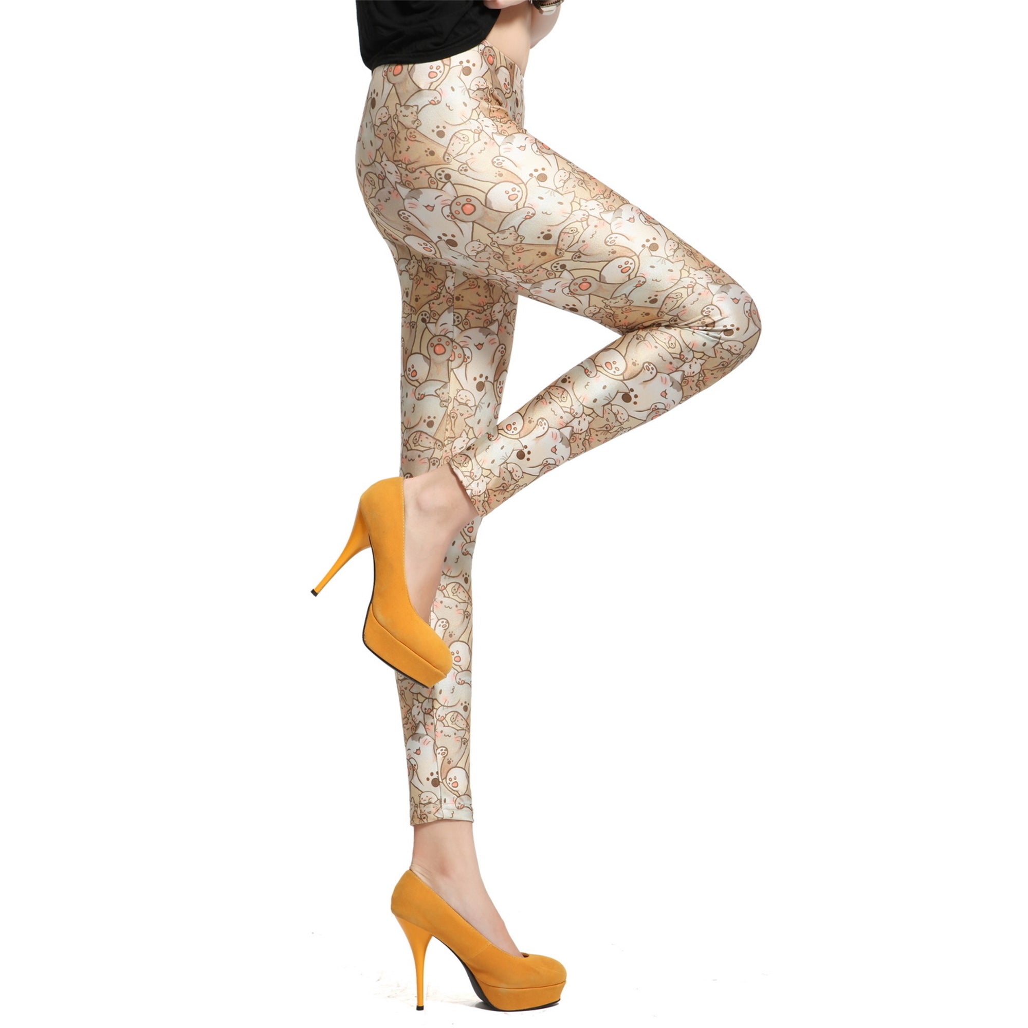 Rubberfashion Muster Leggins Damen - sexy Leggins mit Comic Motiv 80er Jahre für Frauen