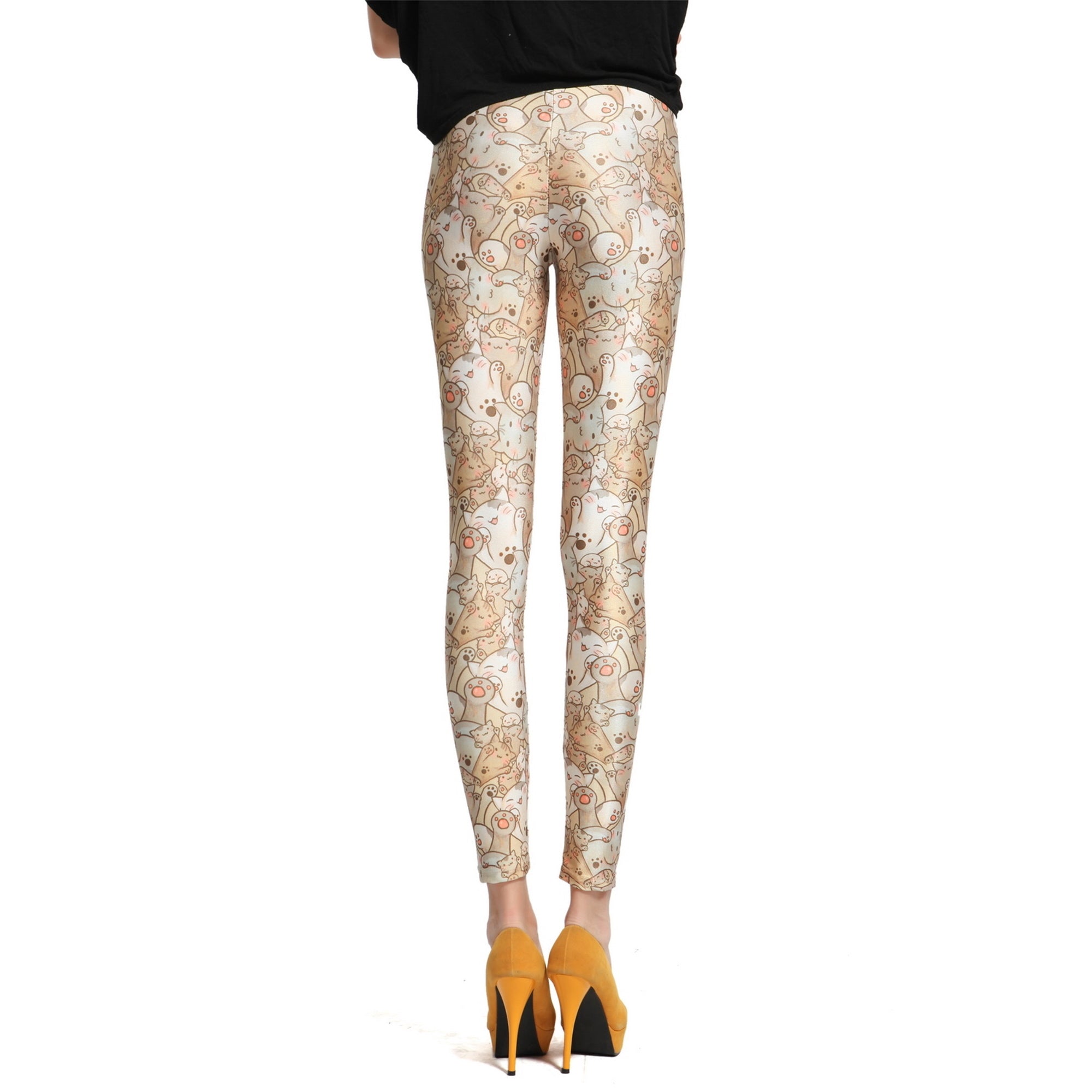 Rubberfashion Muster Leggins Damen - sexy Leggins mit Comic Motiv 80er Jahre für Frauen