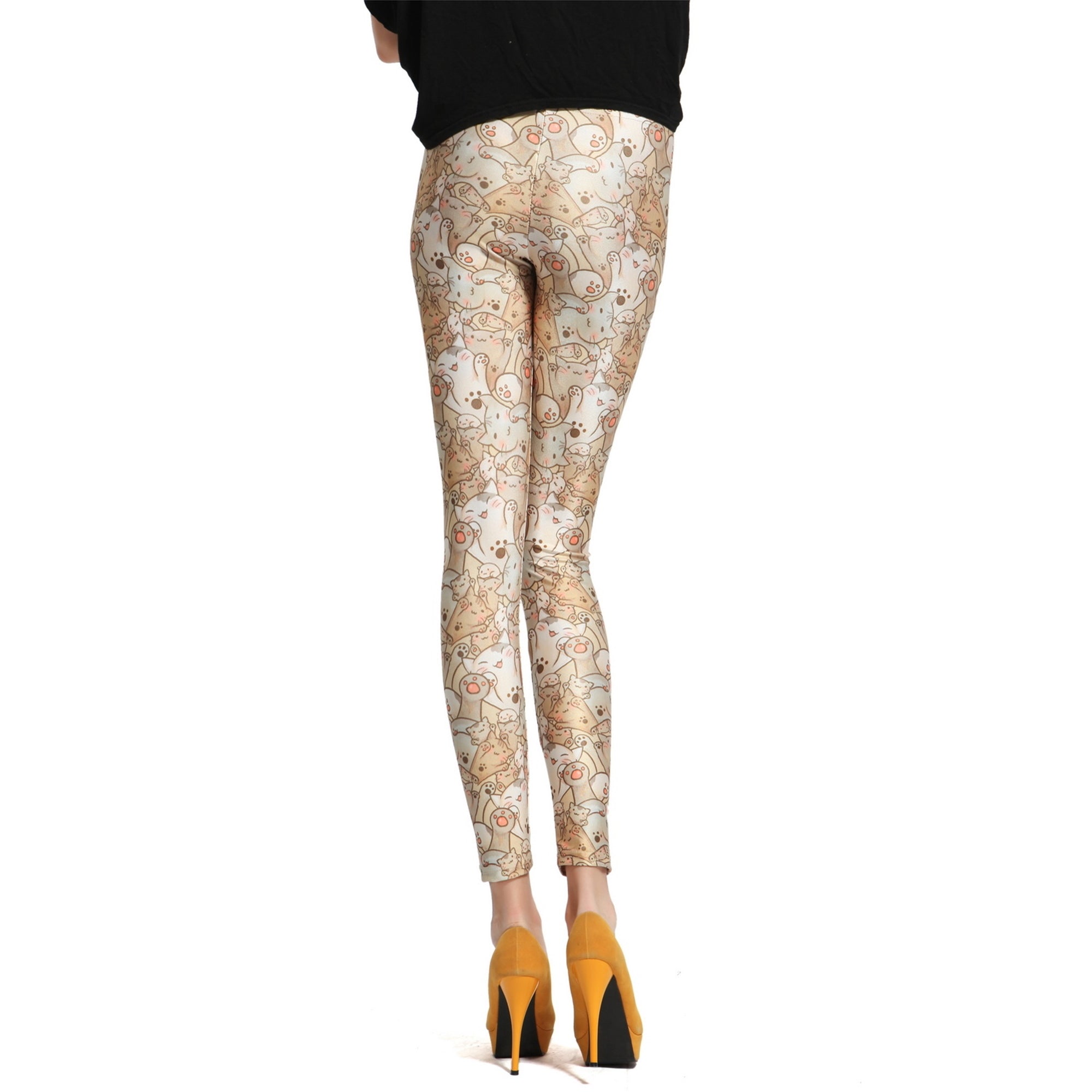 Rubberfashion Muster Leggins Damen - sexy Leggins mit Comic Motiv 80er Jahre für Frauen