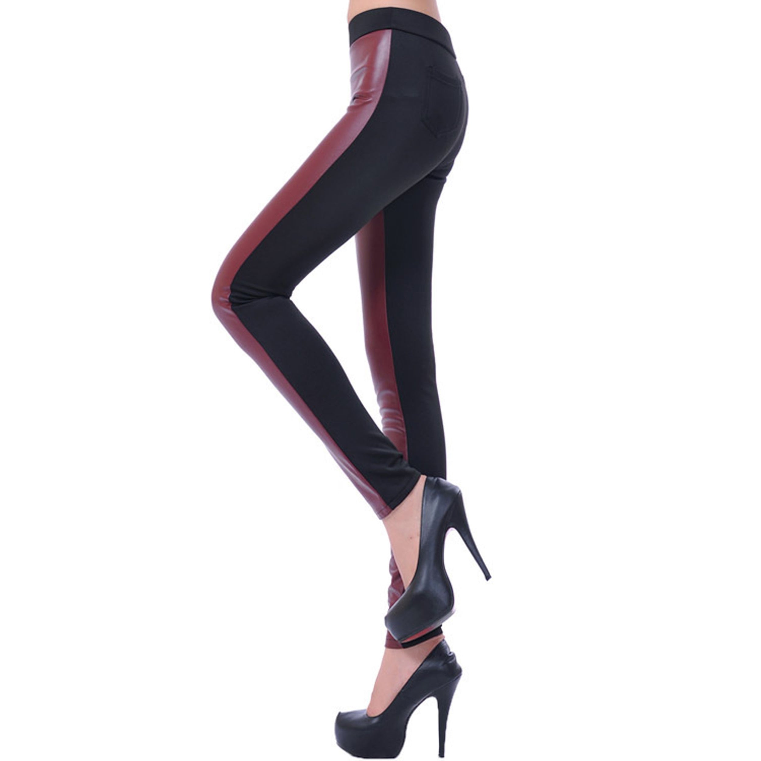 Rubberfashion Kunstleder Leggings Damen - Glanz Leder Optik - sexy High Waist Leggins Damen, Frauen