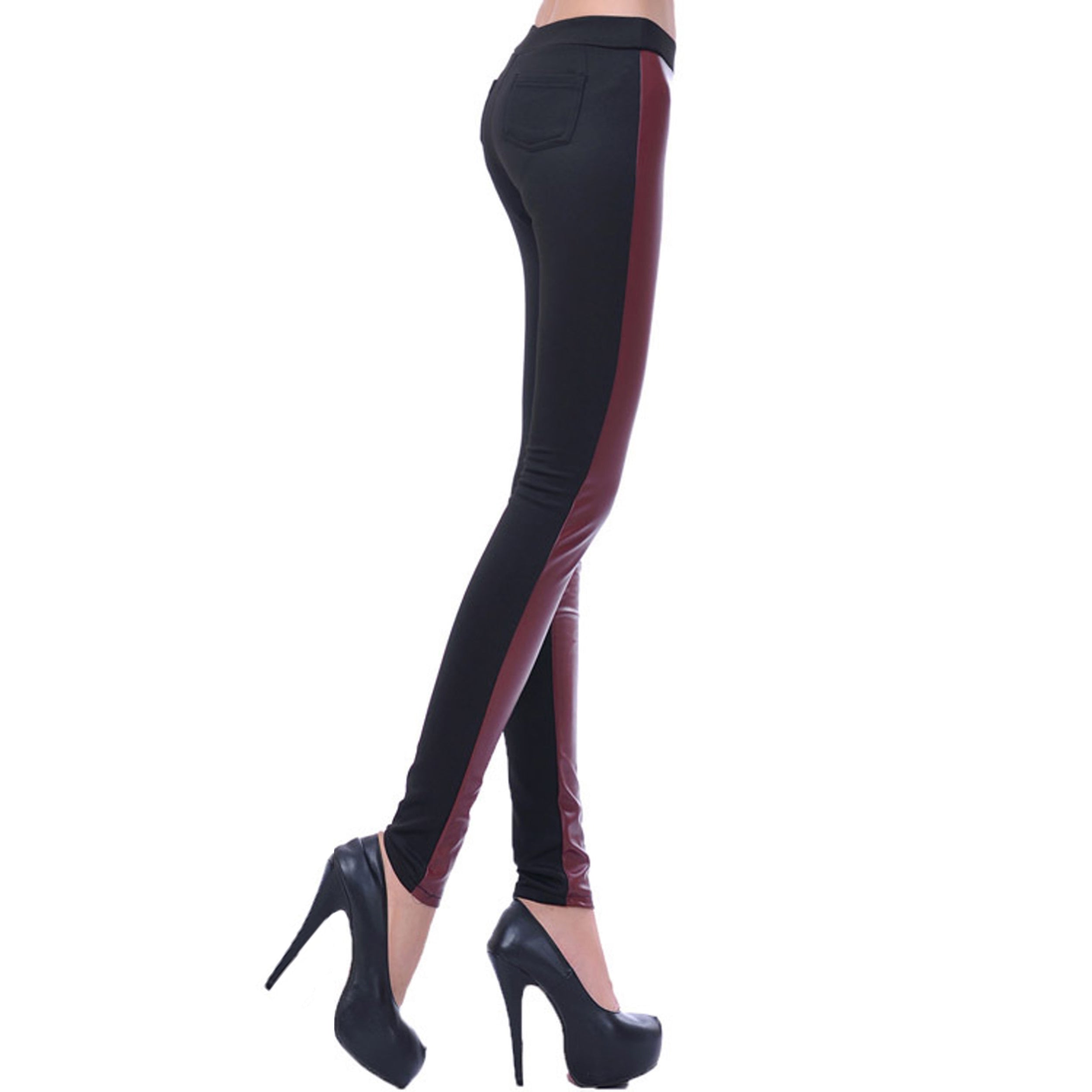 Rubberfashion Kunstleder Leggings Damen - Glanz Leder Optik - sexy High Waist Leggins Damen, Frauen