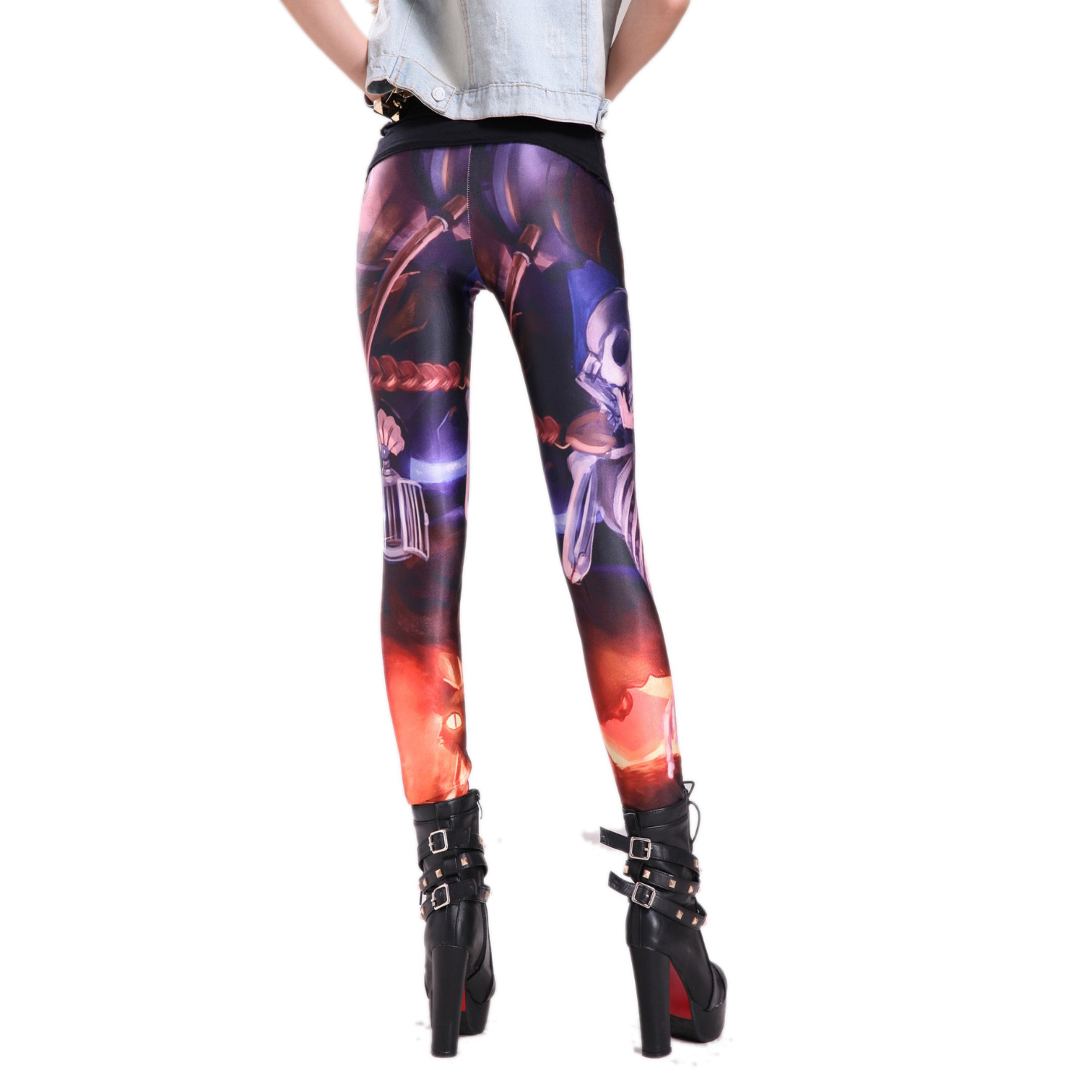 Rubberfashion Leggings Comic - glänzende Leggin mit Comicmotiv bis zur Hüfte für Frauen