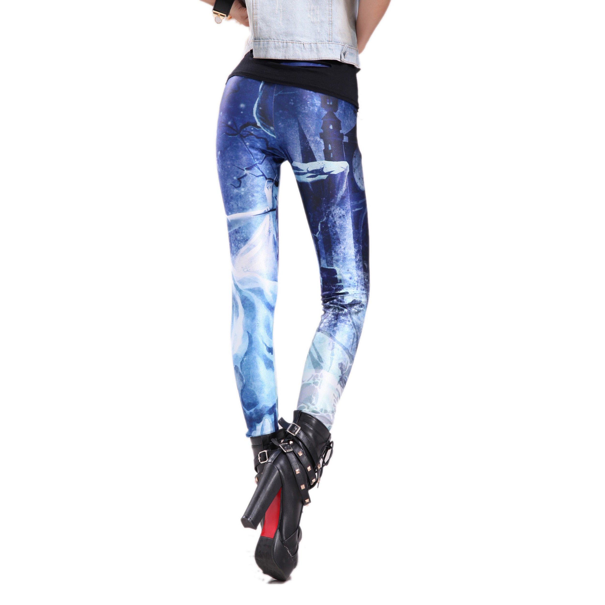 Rubberfashion Leggings Comic - glänzende Leggin mit Comicmotiv bis zur Hüfte für Frauen