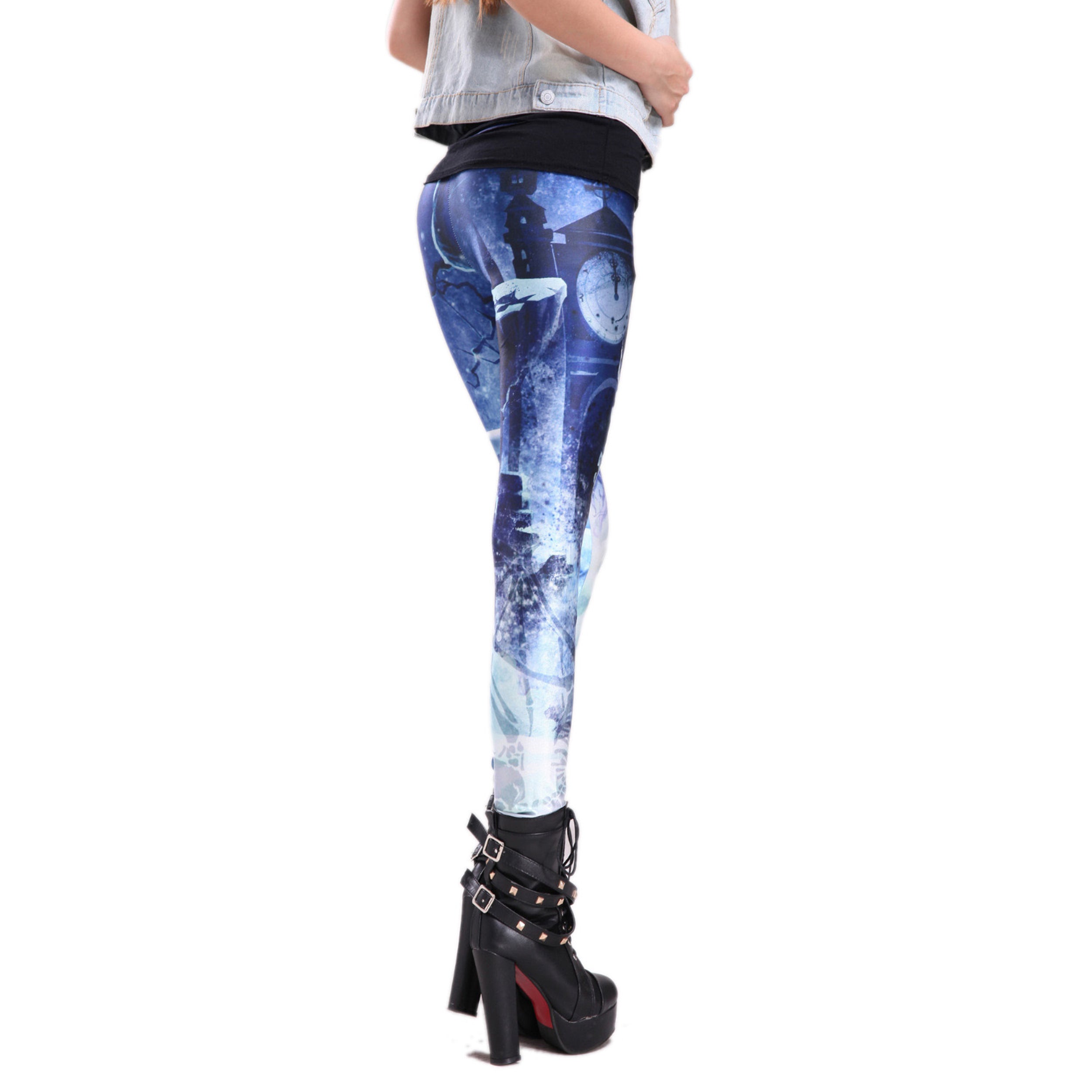 Rubberfashion Leggings Comic - glänzende Leggin mit Comicmotiv bis zur Hüfte für Frauen