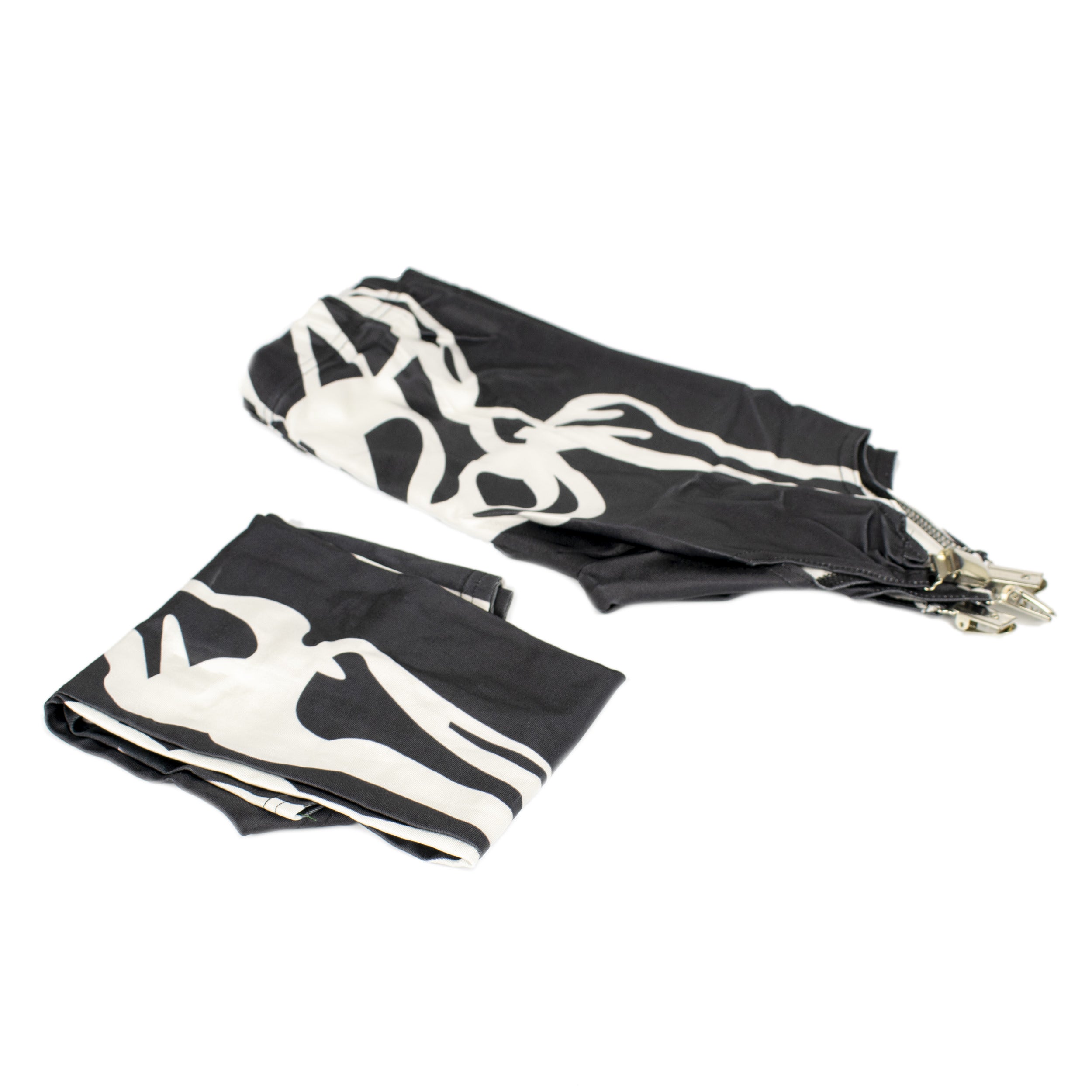 Rubberfashion Straps Leggings Skelett - glänzende Strapse Leggin mit Skelettmotiv bis zur Hüfte für Frauen