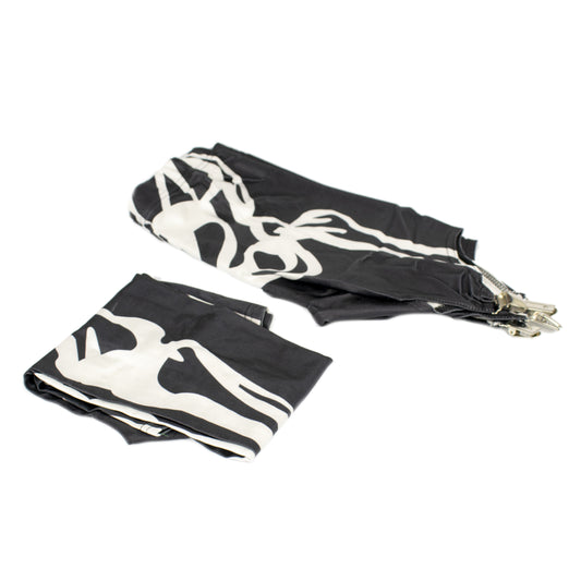 Rubberfashion Straps Leggings Skelett - glänzende Strapse Leggin mit Skelettmotiv bis zur Hüfte für Frauen